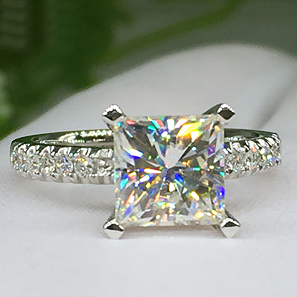 Moissanite Engagement Ring 1 Carat - Pierścionek zaręczynowy damski z białego złota