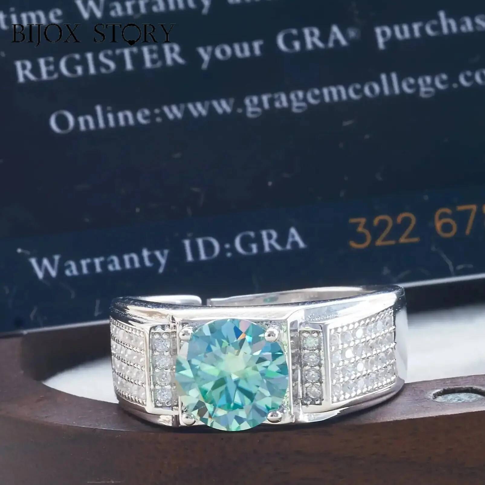 Moissanite Engagement Ring 1 Carat - 1 karatowy naturalny niebieski kolor moissanite