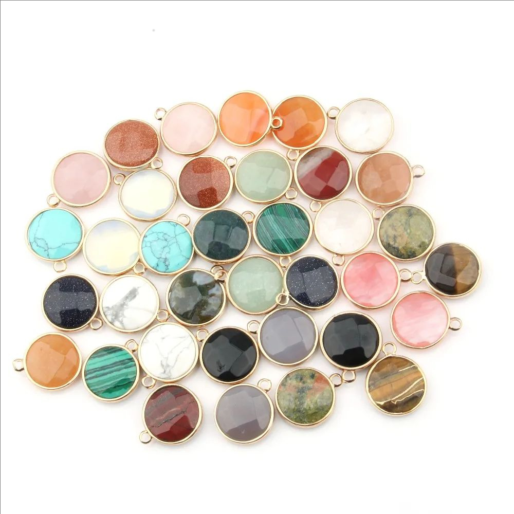 Crystal Pendant Necklace Natural Stone - 1 SZTUK Naturalny kryształ Agat Jadeit