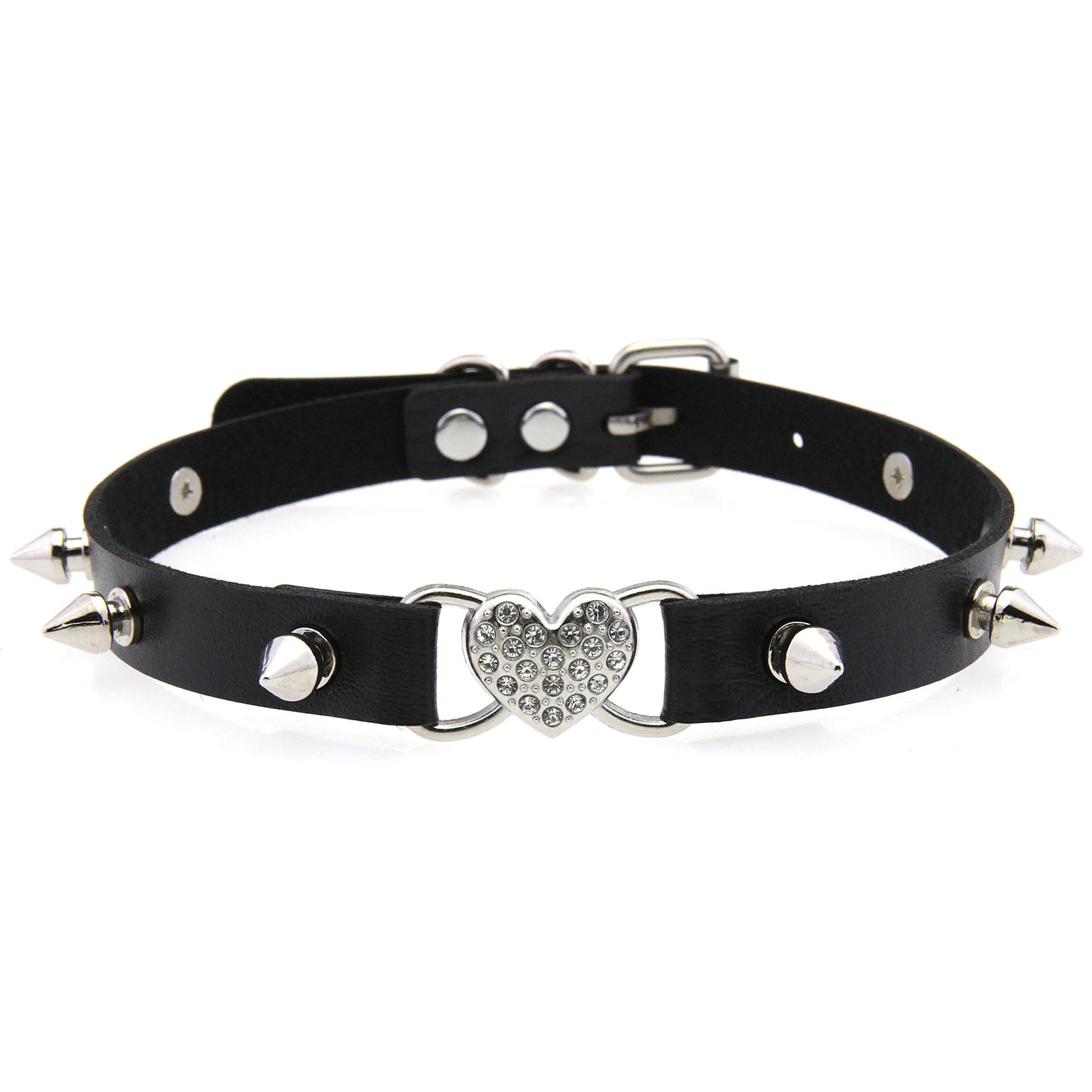 Goth Punk Spike Choker - Czarny naszyjnik choker z kolcami w