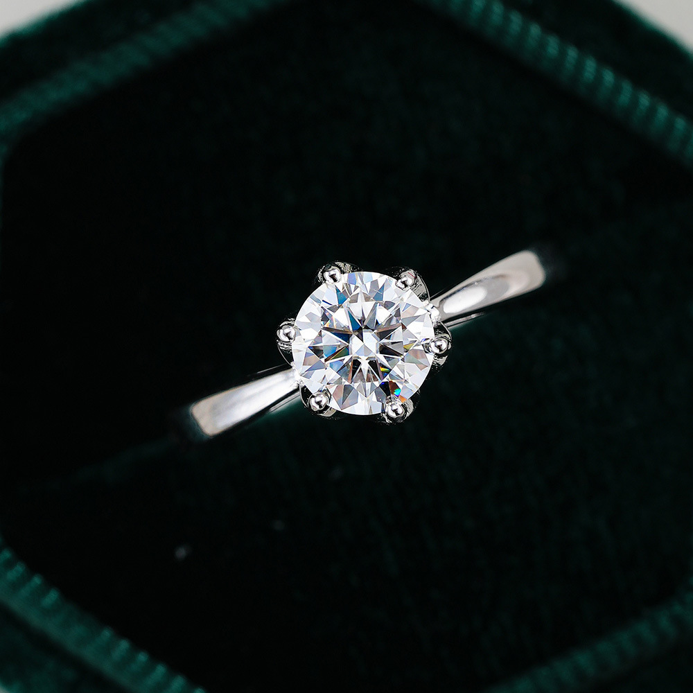Moissanite Engagement Ring 1 Carat - JoyceJelly Klasyczny Pierścionek z Moissanitem z