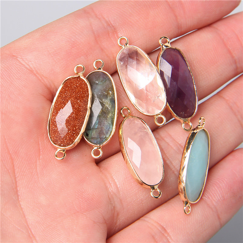 Crystal Pendant Necklace Natural Stone - 2 sztuk 10X26mm naturalna podwójna pętla