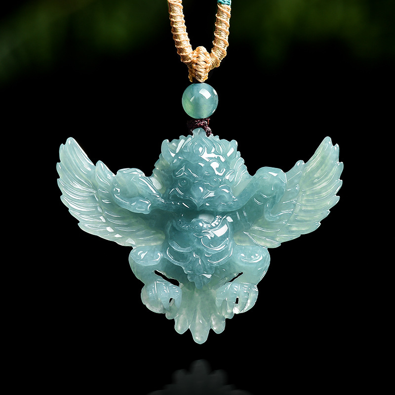 Necklaces - Prawdziwy Naturalny Szmaragdowy Jadeitowy Niebieski Naszyjnik