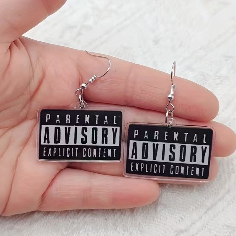 Earrings - 10 sztuk akrylowych czarno-białych kolczyków z