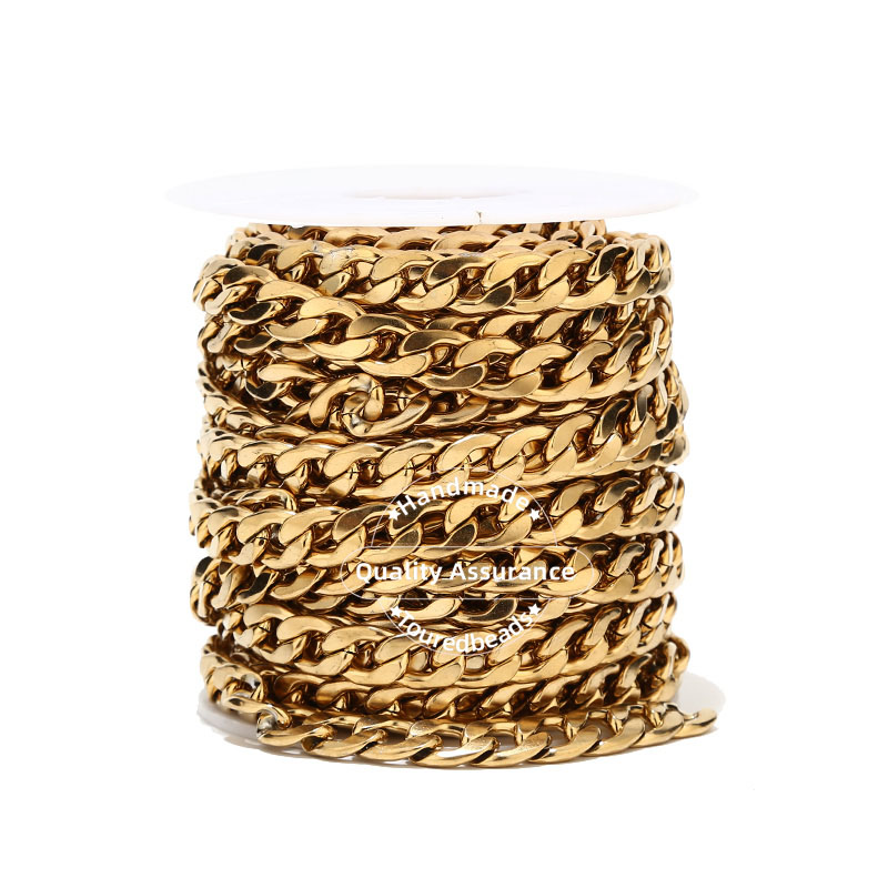 Cuban Link Chain 12Mm - 1m złoty Tone 12mm szerokość ciężki
