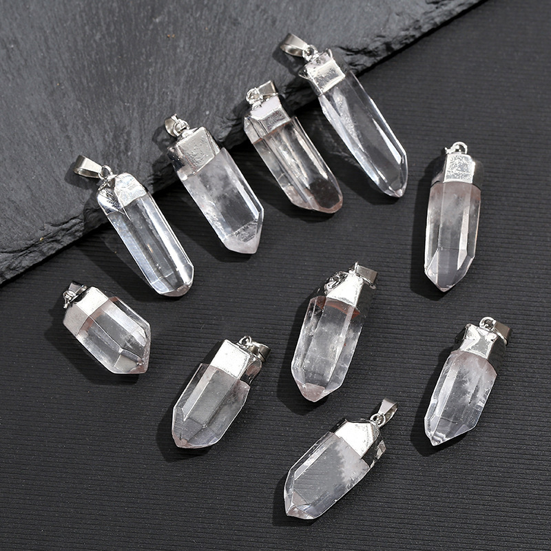 Crystal Pendant Necklace Natural Stone - Naturalny Kryształ Górski w Kształcie Wisiorka,