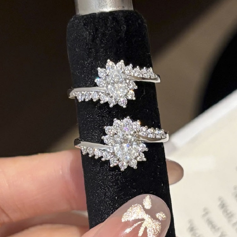 Moissanite Engagement Ring 1 Carat - Apaison Luksusowy Pierścionek Ślubny Damski z