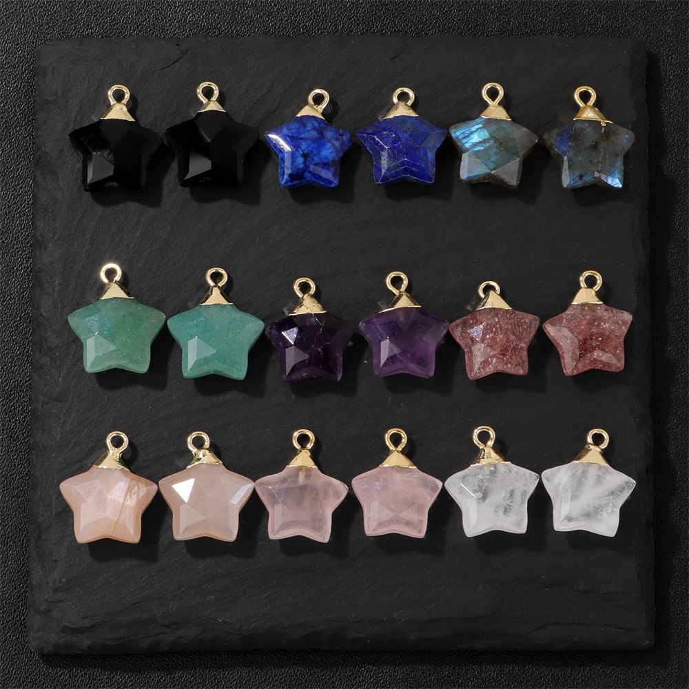 Crystal Pendant Necklace Natural Stone - 2 sztuk kształt gwiazdy kamień wisiorek