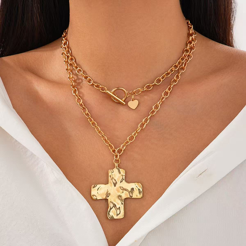 Wyprzedaż! Złoty, warstwowy na – Cross Pendant Necklace Gold recenzja i cena