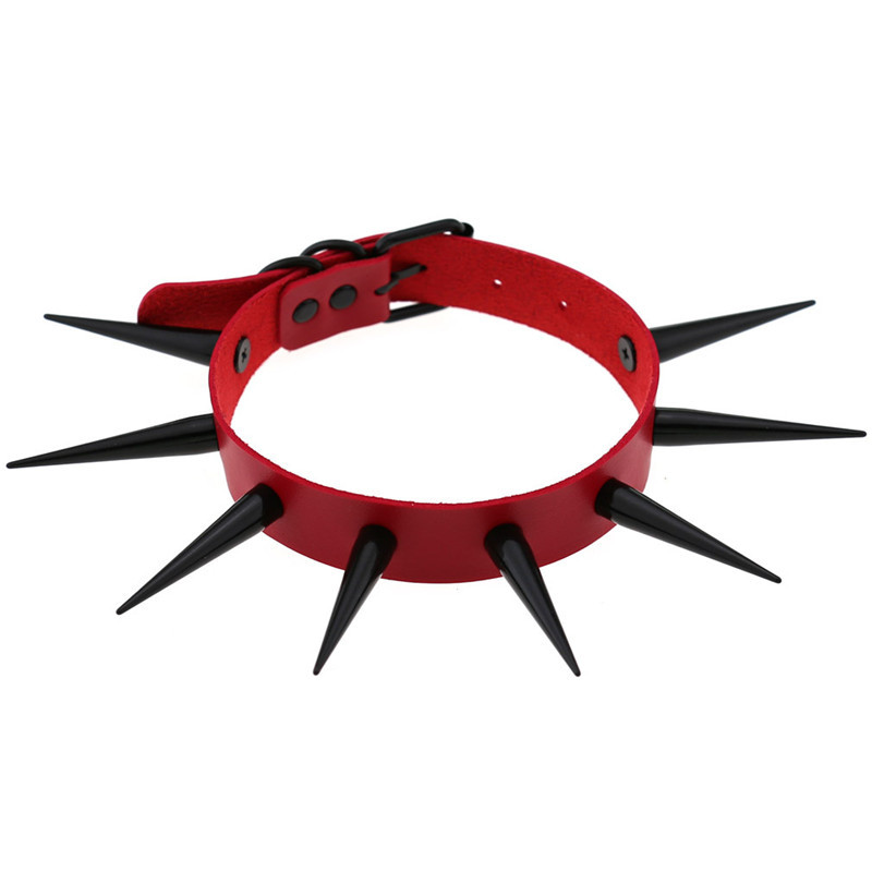 Czerwony naszyjnik z długim ko – Goth Punk Spike Choker recenzja i cena