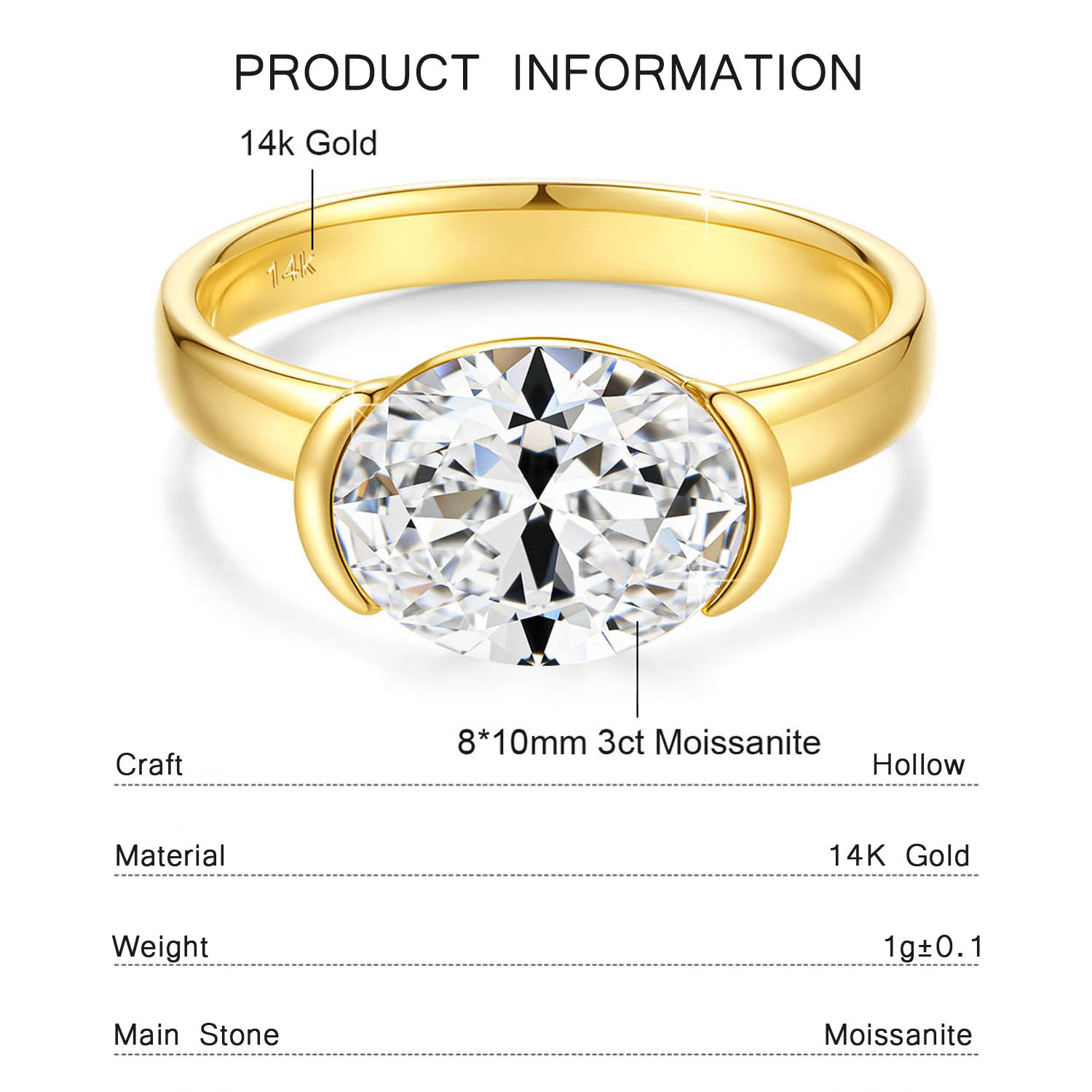 14-karatowy złoty certyfikowan – Moissanite Engagement Ring 1 Carat recenzja i cena