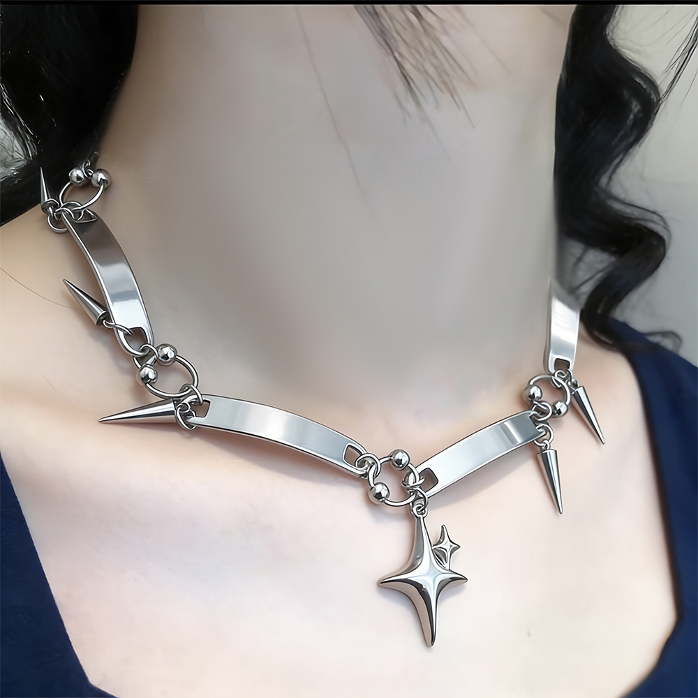 Naszyjnik choker Y2K z nitami  – Goth Punk Spike Choker recenzja i cena