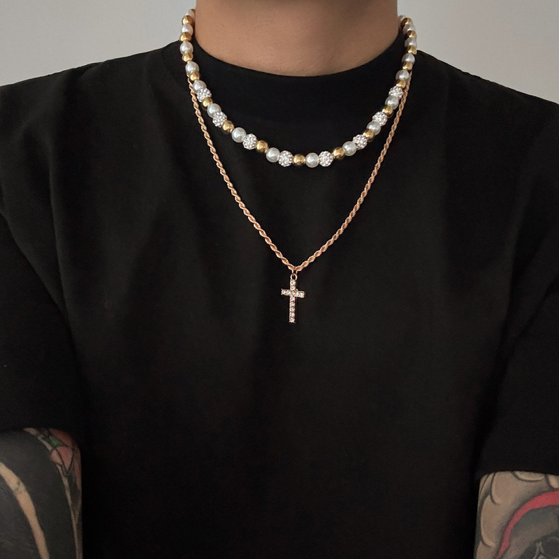 Złoty wielowarstwowy naszyjnik – Cross Pendant Necklace Gold recenzja i cena