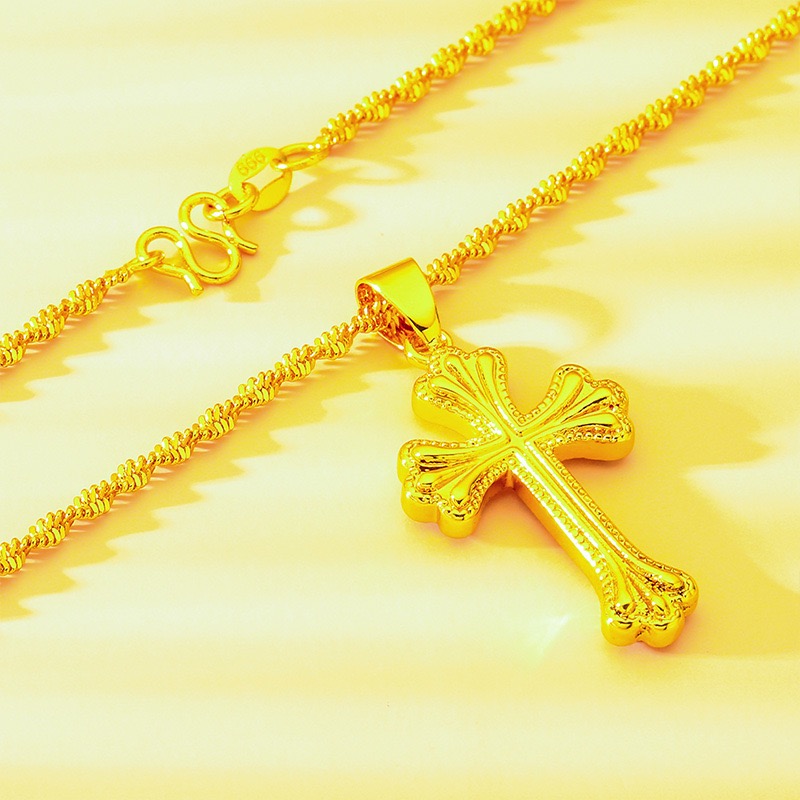 9999 24K prawdziwe złoto klasy – Cross Pendant Necklace Gold recenzja i cena