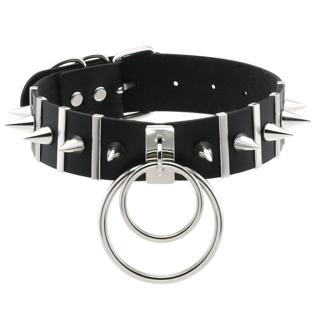 Duże kolce Choker skórzana obr – Goth Punk Spike Choker recenzja i cena