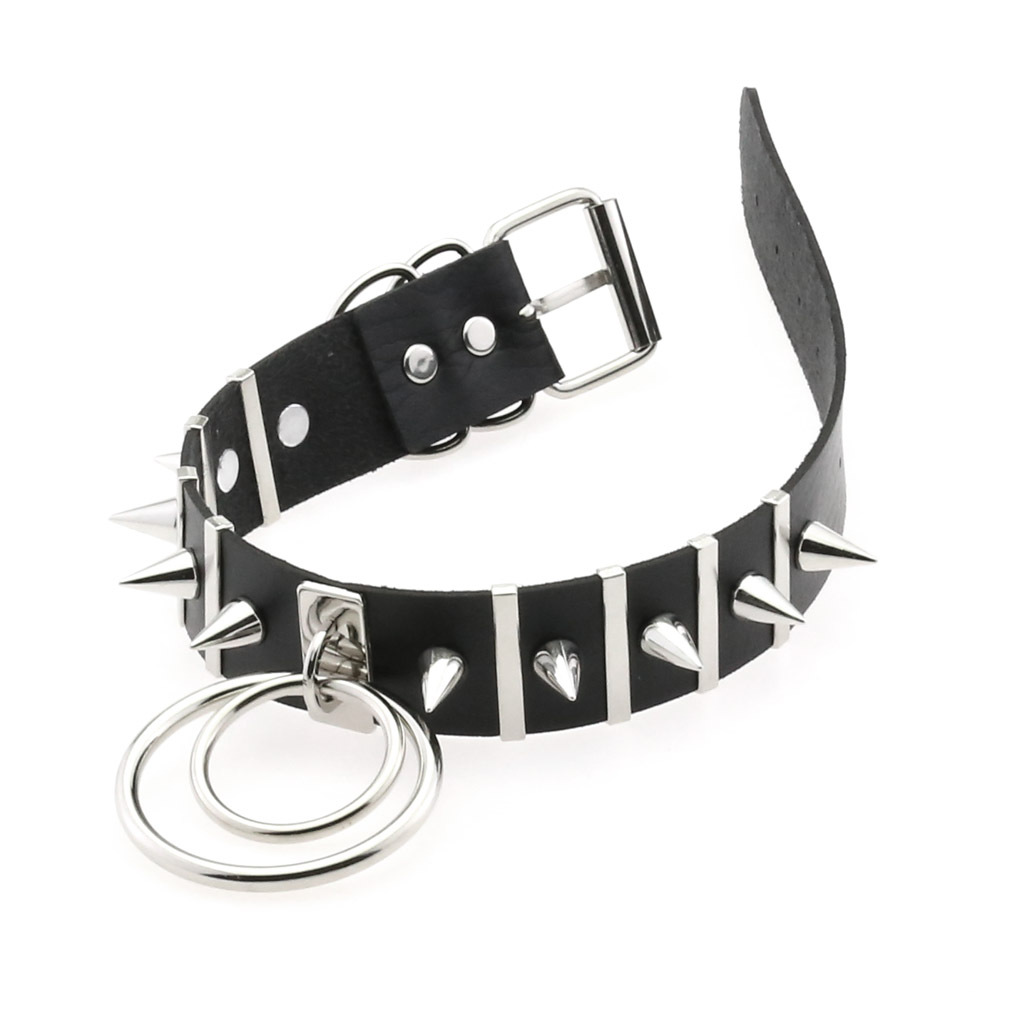 Duże kolce Choker skórzana obr – Goth Punk Spike Choker recenzja i cena