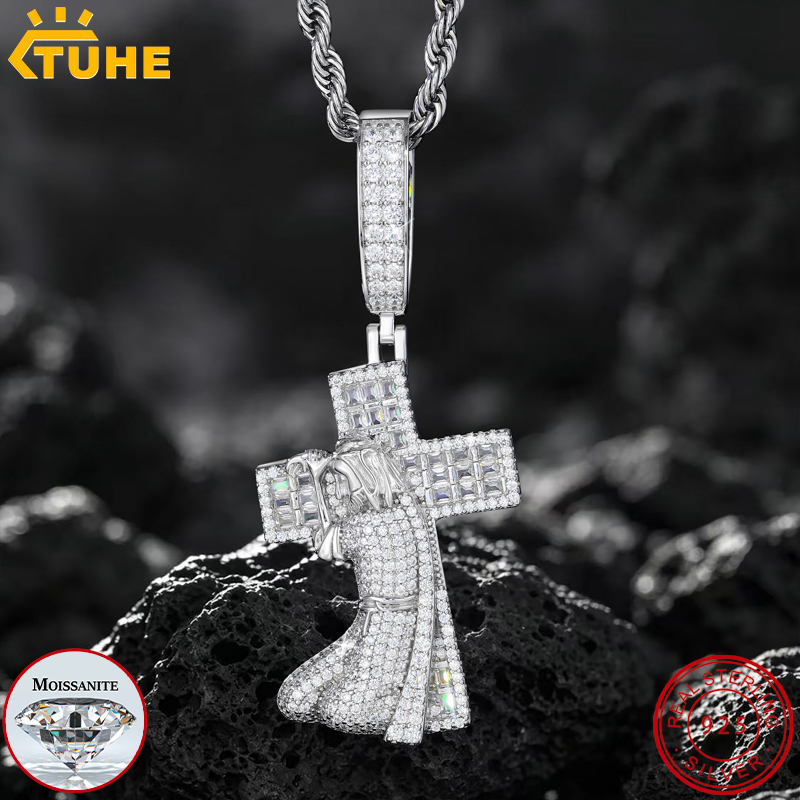 TUHE Nowy Krzyż Jezusa Srebro  – 925 Sterling Silver Chain Necklace Men recenzja i cena