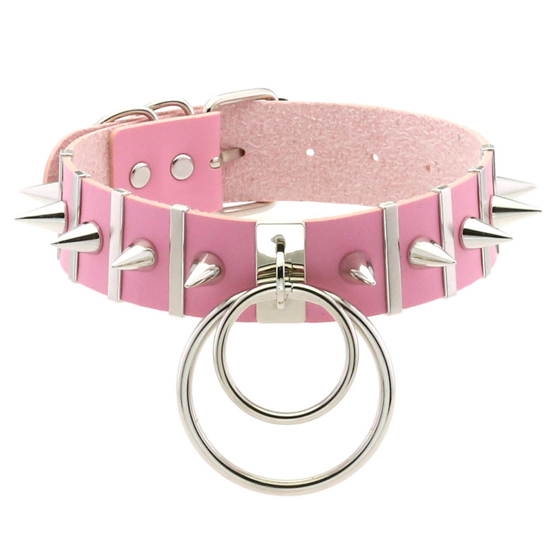 Różowy Bondage Spike Choker Ne – Goth Punk Spike Choker recenzja i cena